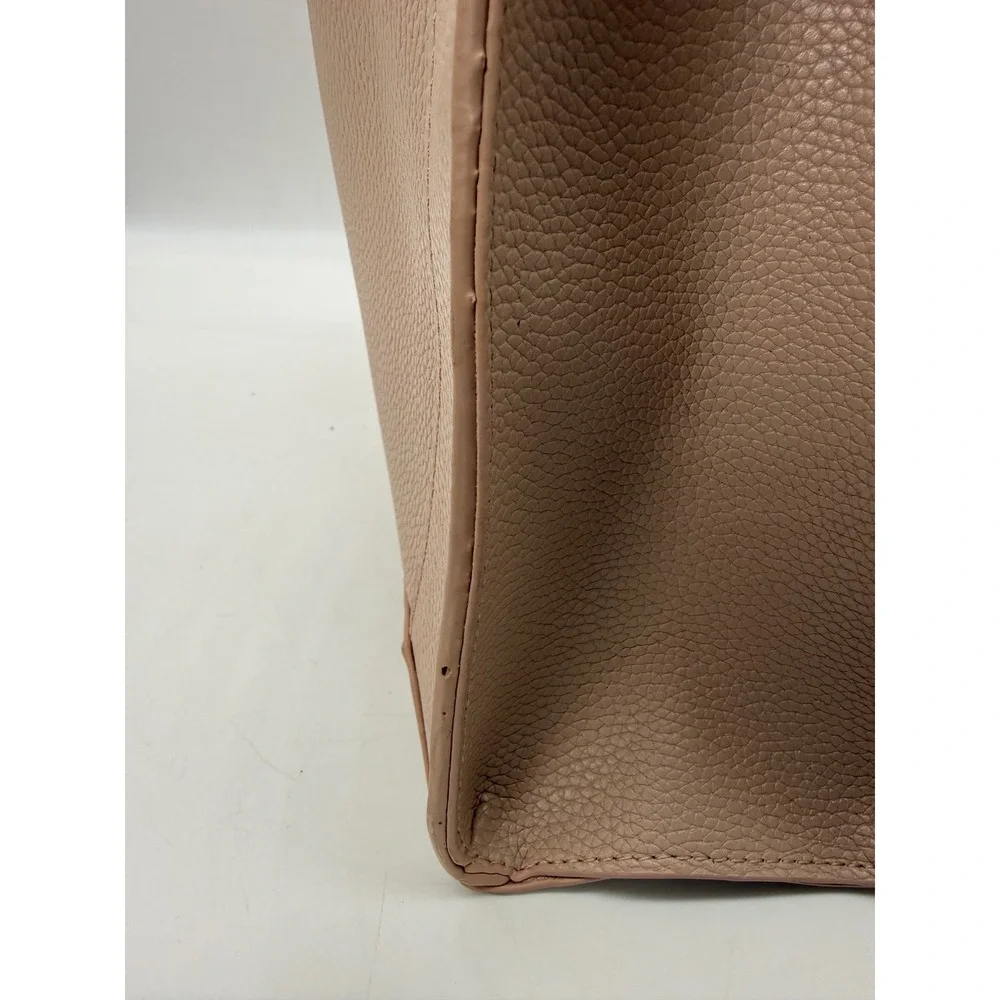 Michael Kors Large Faux Leather Square Tote Light Baby Blush Pink Bag Purse